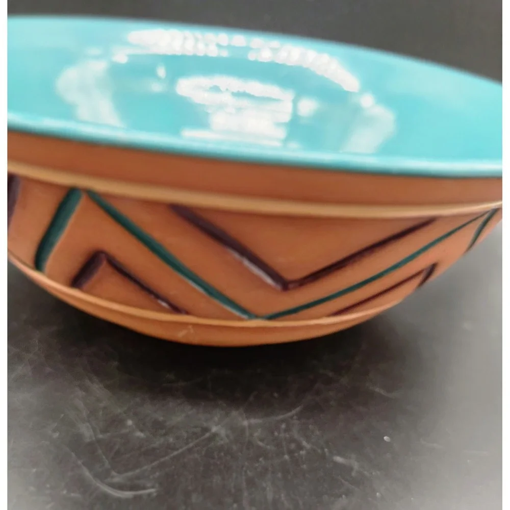 Vintage Southwestern Art Pottery Terracotta Salad Patsa Bowl  11.25